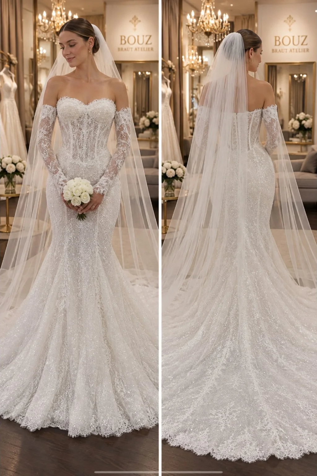 BOUZ 27-005, Meerjungfrau Brautkleid der Kollektion 2027 im BOUZ Braut Atelier Wetzlar