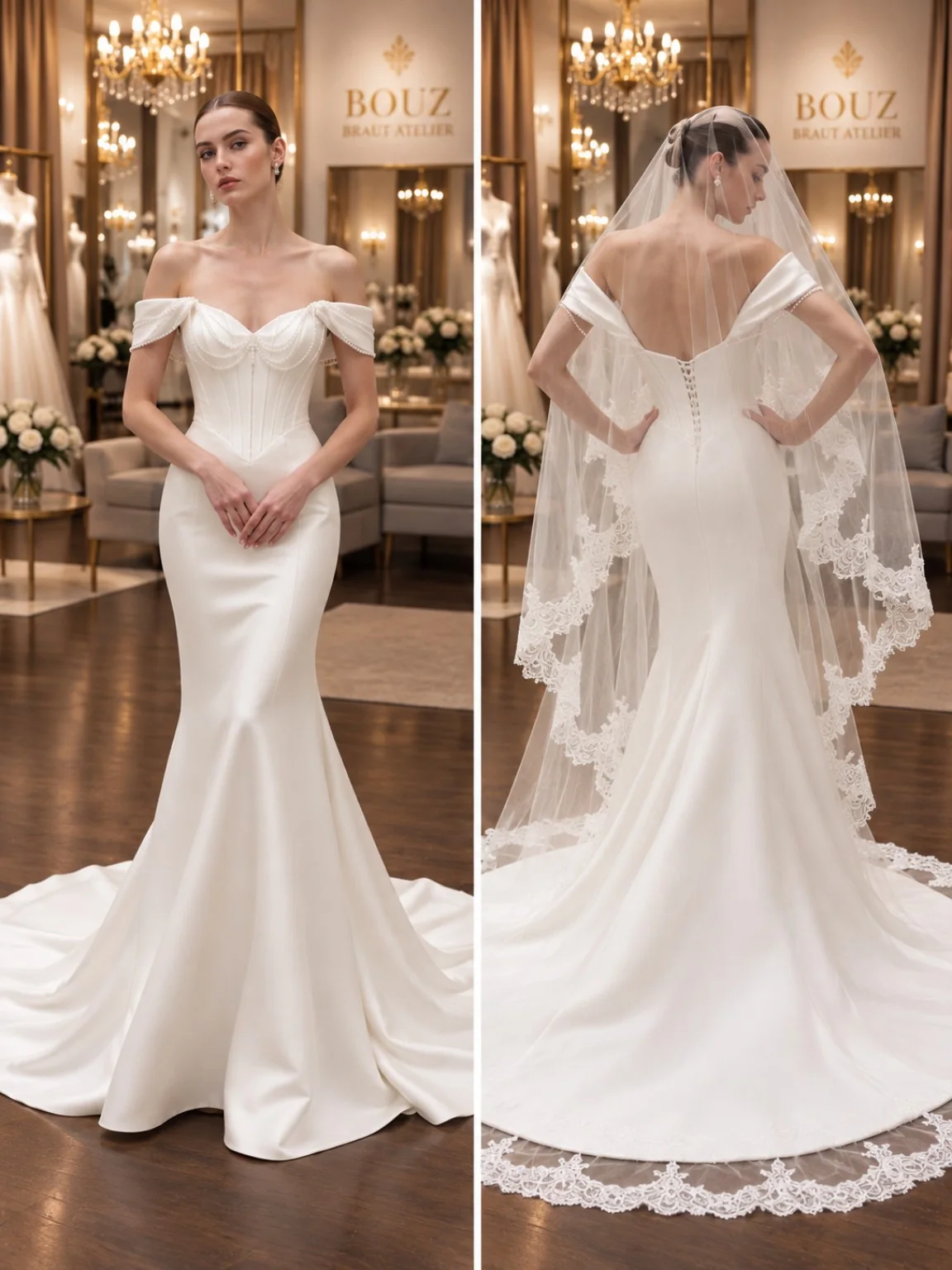 BOUZ 27-008, Meerjungfrau Brautkleid der Kollektion 2027 im BOUZ Braut Atelier Wetzlar