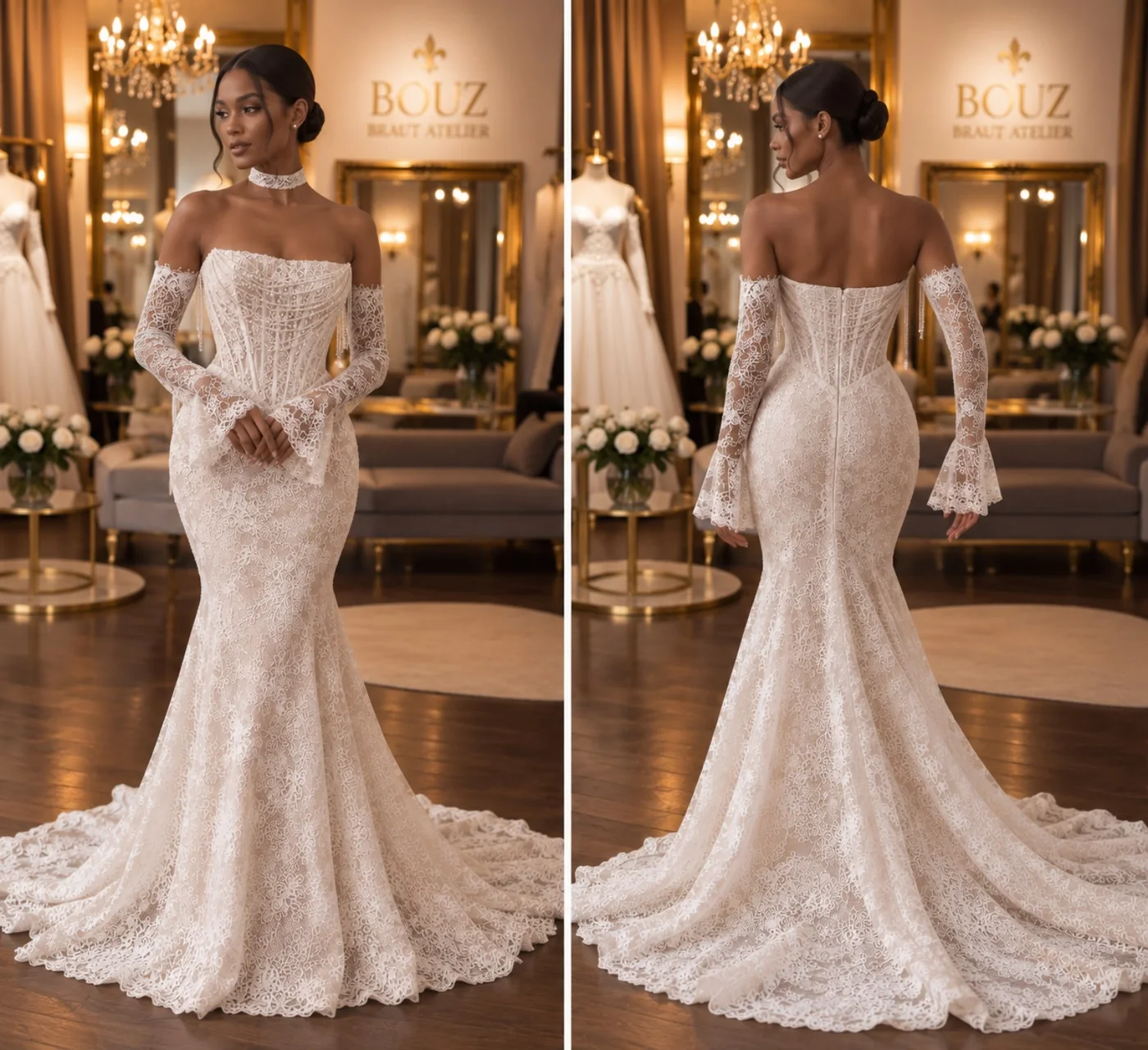 BOUZ 27-012, Meerjungfrau Brautkleid der Kollektion 2027 im BOUZ Braut Atelier Wetzlar