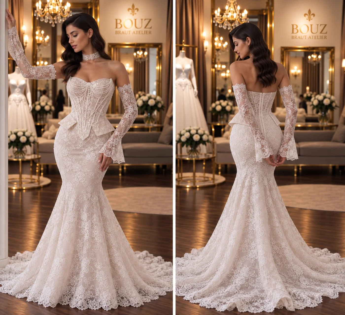 BOUZ 27-013, Meerjungfrau Brautkleid der Kollektion 2027 im BOUZ Braut Atelier Wetzlar