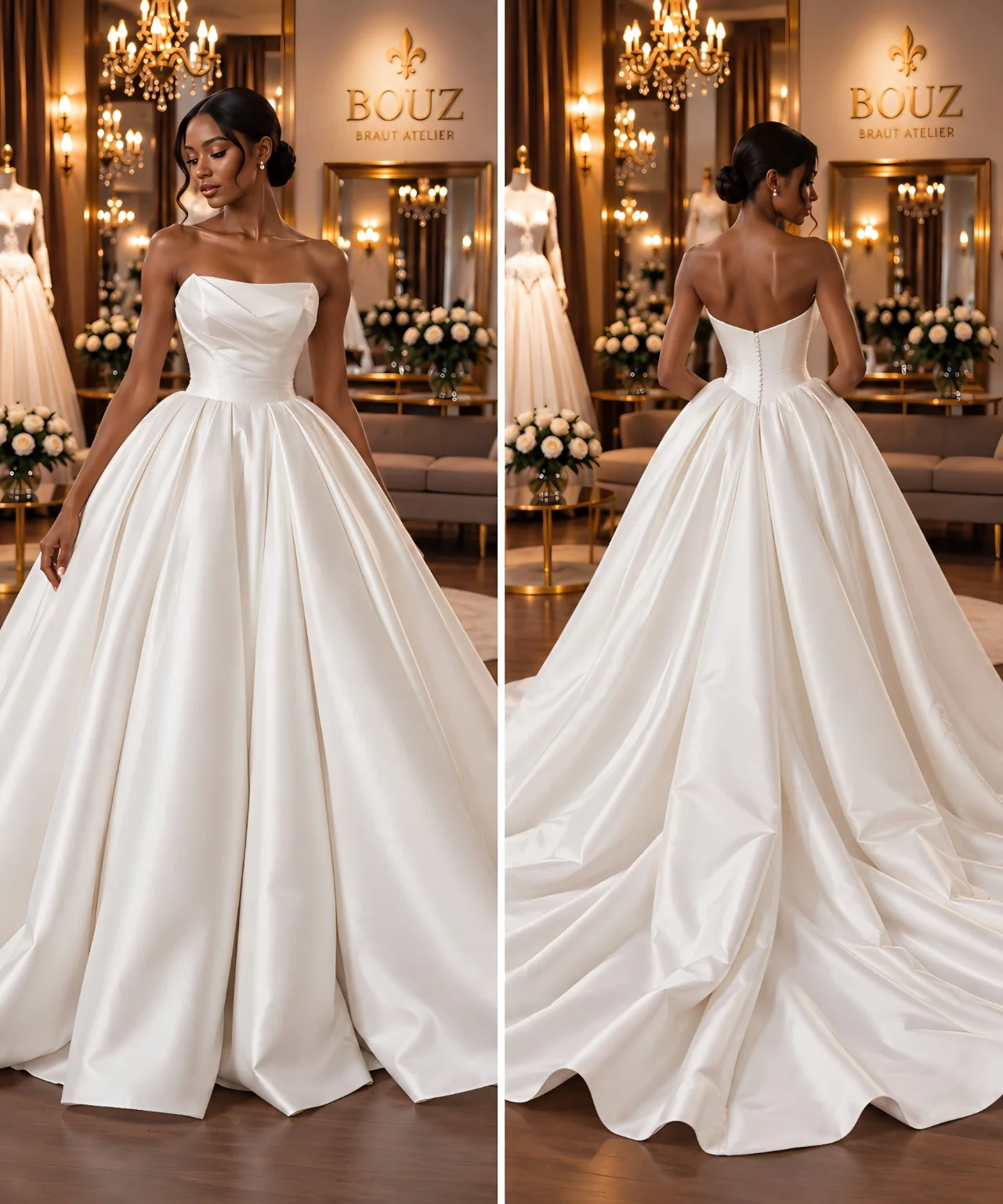 BOUZ 27-021, Clean & Modern Brautkleid der Kollektion 2027 im BOUZ Braut Atelier Wetzlar