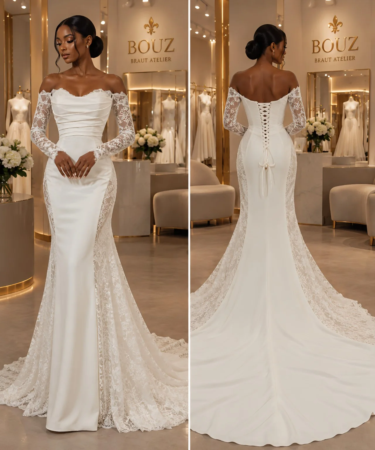 BOUZ 27-022, Meerjungfrau Brautkleid der Kollektion 2027 im BOUZ Braut Atelier Wetzlar