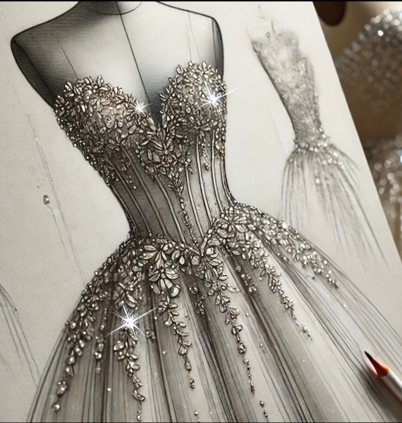 Brautkleid-Designskizze – individuelle Maßanfertigung